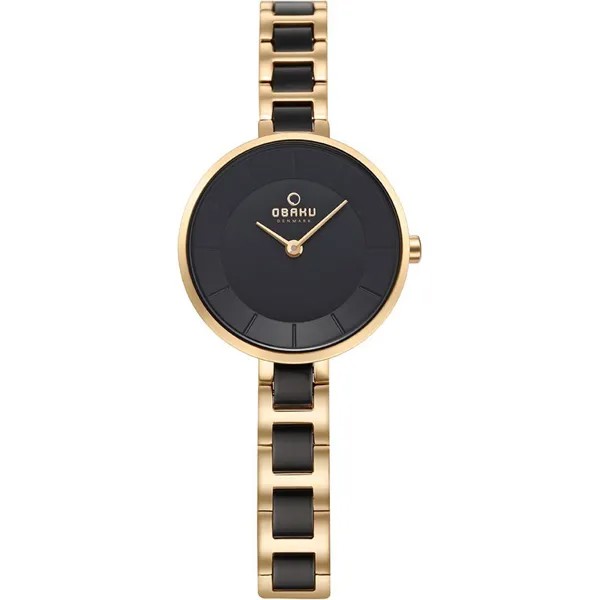 Наручные часы женские Obaku V183LXGBSB золотистые/черные