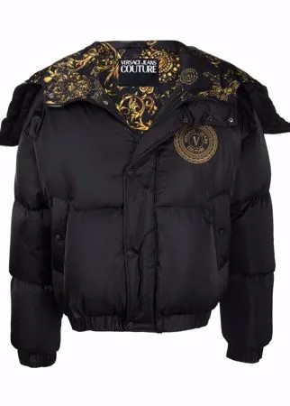 Versace Jeans Couture пуховик с капюшоном и логотипом