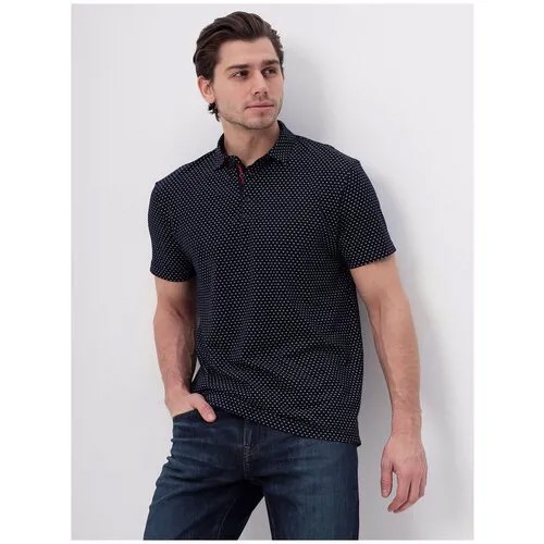 Поло мужское GREG G144-PP124T-UT02 (синий.принт), Прямой силуэт / Сlassic fit, цвет Синий, размер 48