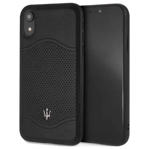 Кожаный чехол-накладка для iPhone XR Maserati Granlusso tradition Hard Leather, черный (MAGROHCI61BK)