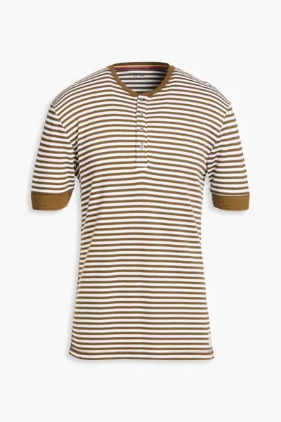 Полосатая футболка Henley из хлопка и модала Paul Smith, армейский зеленый