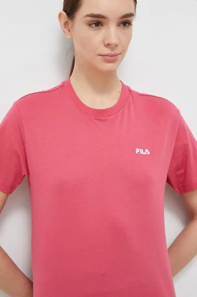 Хлопковая футболка Fila, розовый