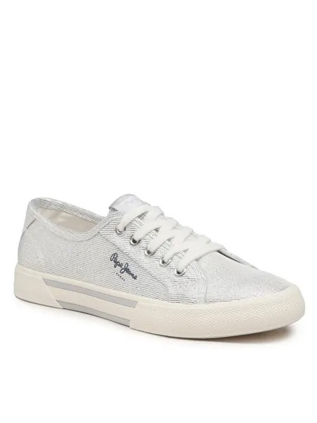 Кроссовки из ткани цвета Pepe Jeans, серебряный