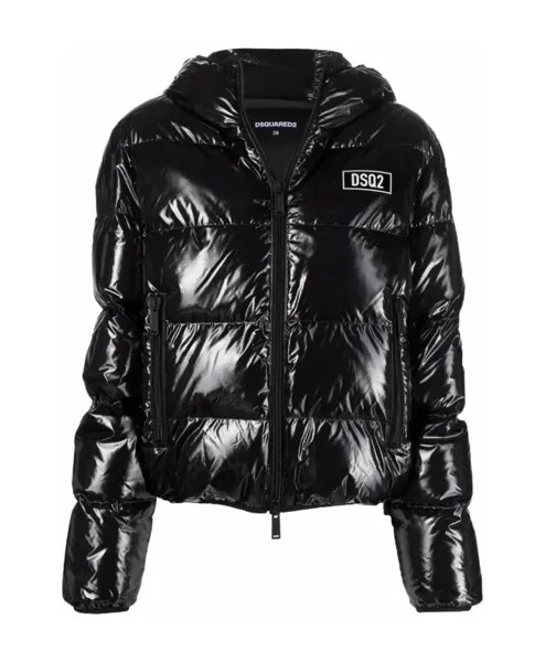 Пуховик с нашивкой логотипом Dsquared2, черный
