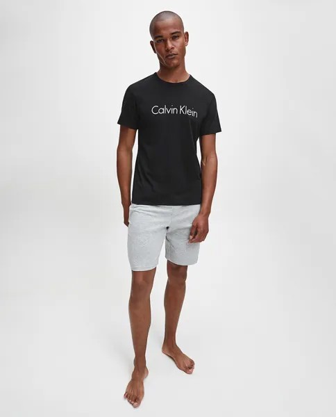 Синяя мужская пижамная рубашка с короткими рукавами Calvin Klein, темно-синий