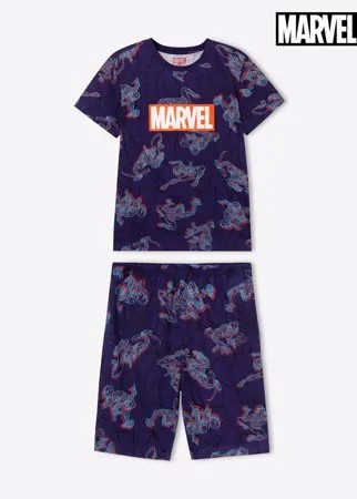 Синяя пижама с принтом Marvel для мальчика Gloria Jeans