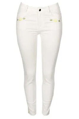 Мягкие белые джинсы скинни с вышивкой Cynthia Rowley 12