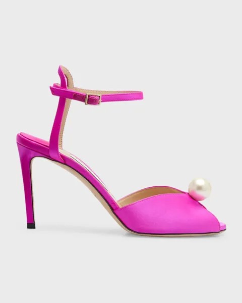 Атласные туфли-лодочки с ремешком на щиколотке Sacora Jimmy Choo