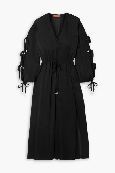 Украшенное платье миди из плиссированного жоржета Altuzarra, черный