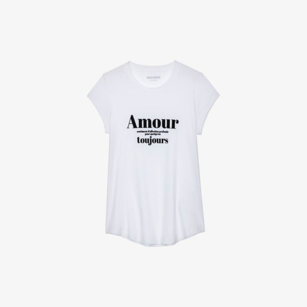 Узкая хлопковая футболка с принтом Amour Zadig&Voltaire, цвет blanc